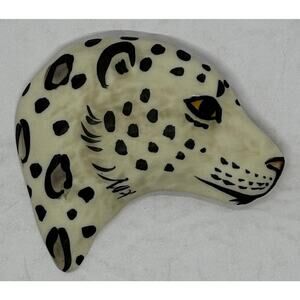Vintage Handmade Carol Halmy Signed Porcelain Cat Cheetah? Pin Broach